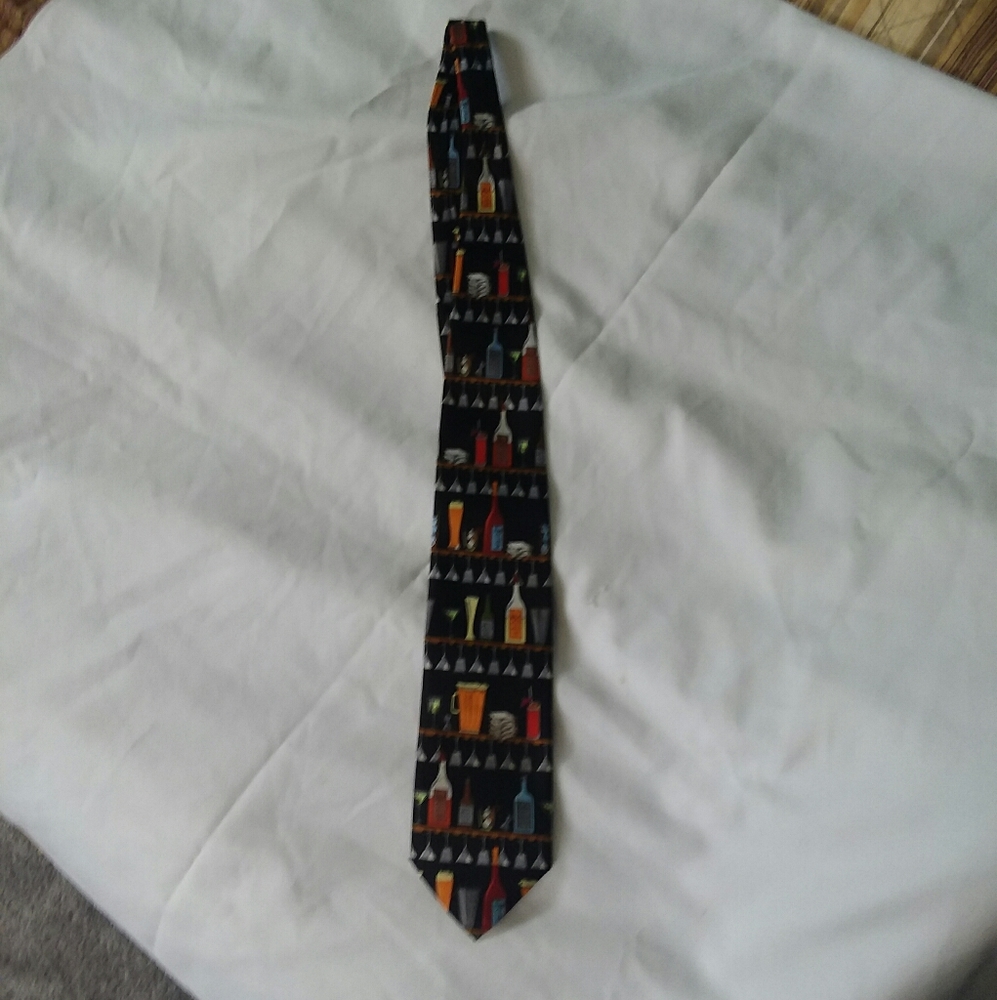 Ralph Marlin Bartender Line Up Liquor Bottle Tie